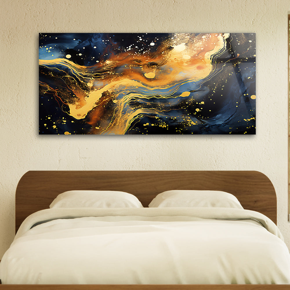 Metallic Fusion: Tempered Glass Abstract Texture Art