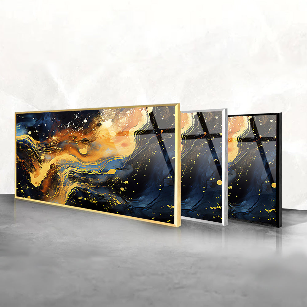 Metallic Fusion: Tempered Glass Abstract Texture Art