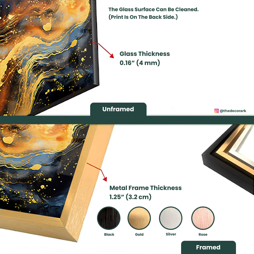 Metallic Fusion: Tempered Glass Abstract Texture Art