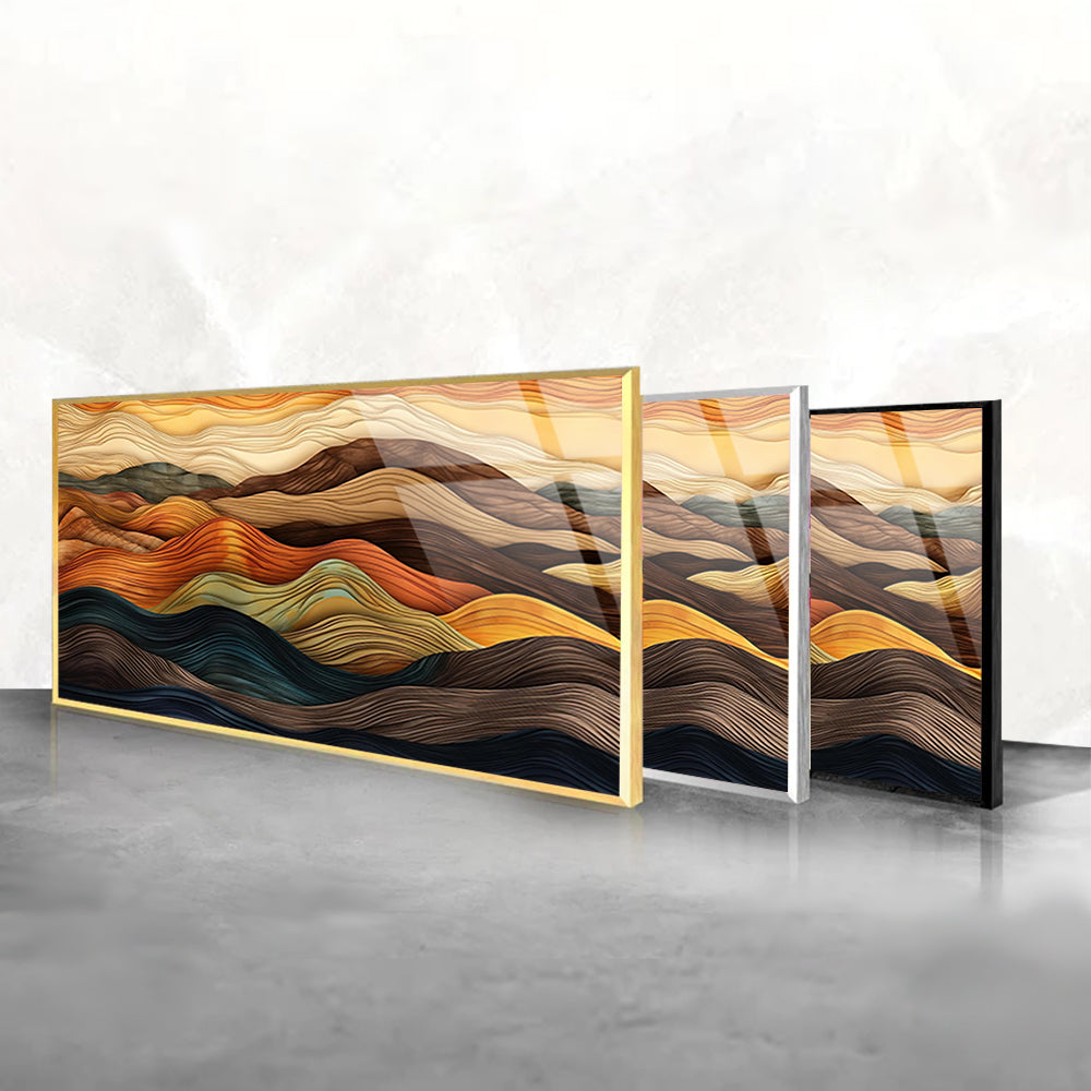Colorful Waves: Tempered Glass Abstract Painting