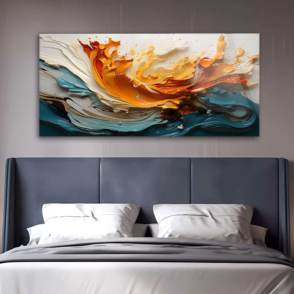 Multicolored Liquid: Tempered Glass Abstract Painting