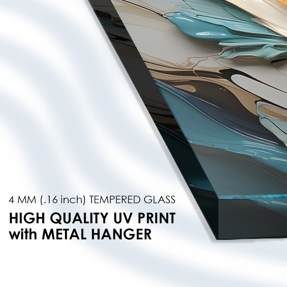 Multicolored Liquid: Tempered Glass Abstract Painting