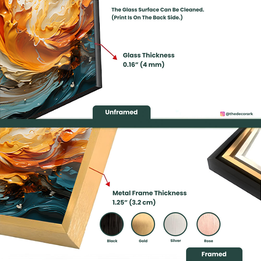 Multicolored Liquid: Tempered Glass Abstract Painting