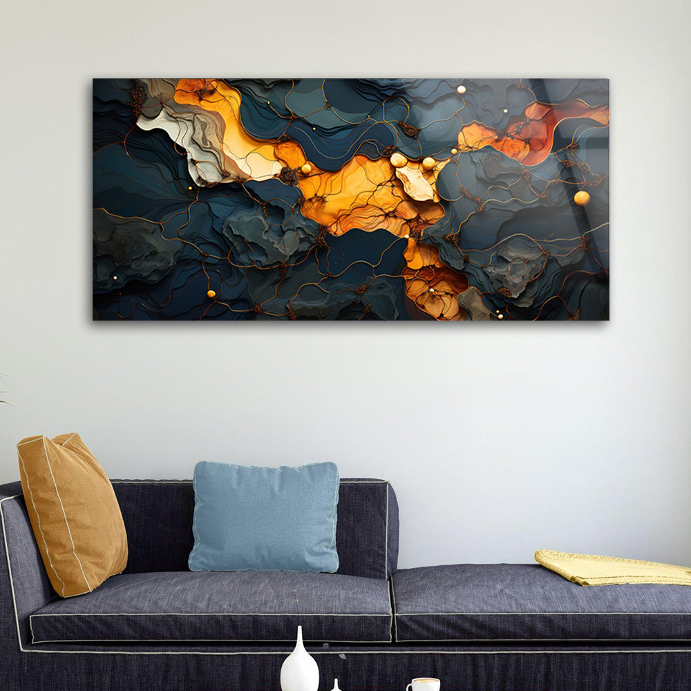 Gold Marble Texture: Tempered Glass Abstract Art