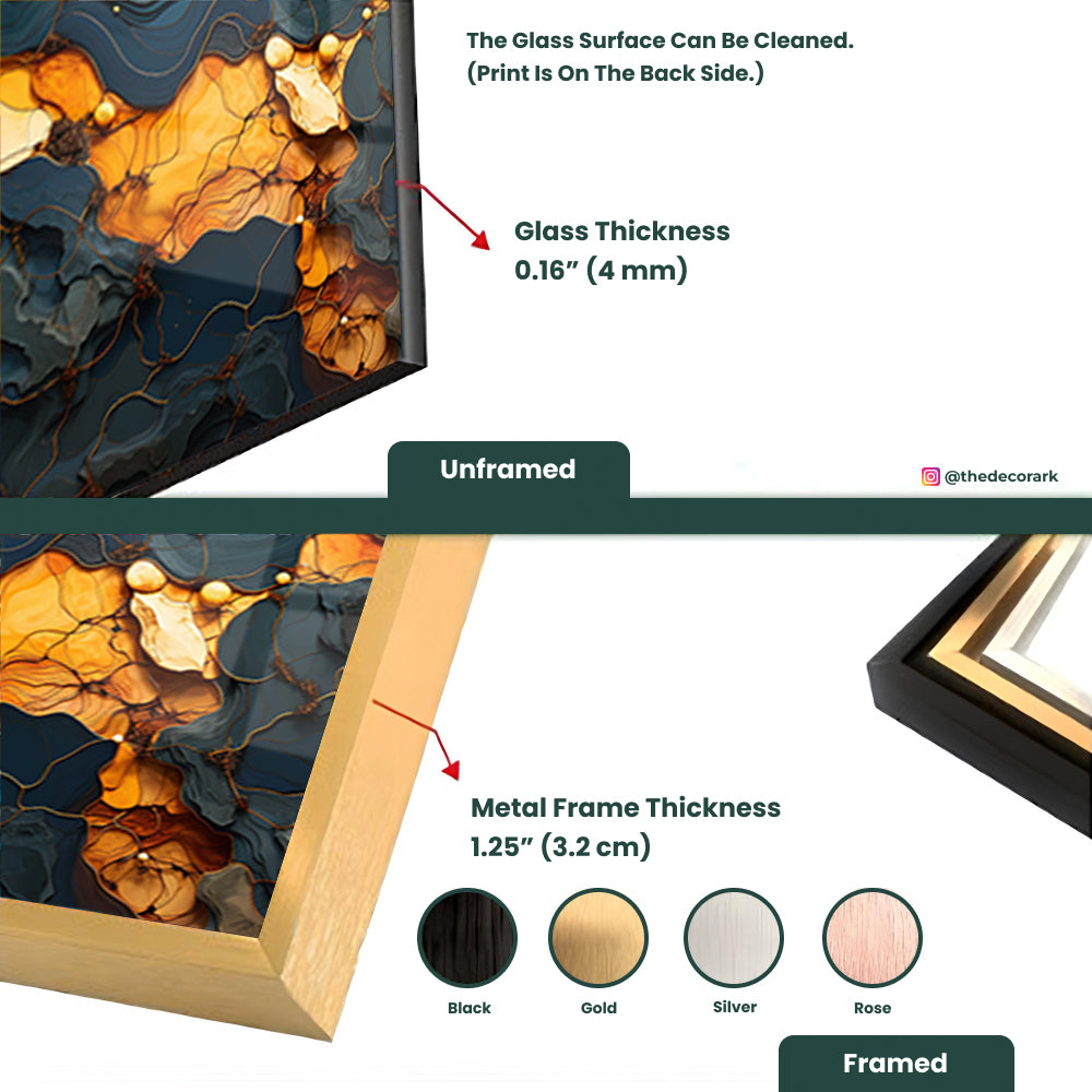 Gold Marble Texture: Tempered Glass Abstract Art