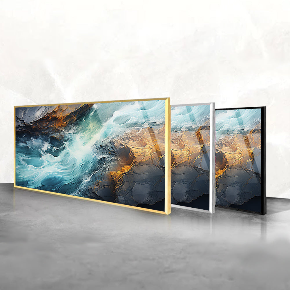 Waterfall Wonderland: Tempered Glass Abstract Art