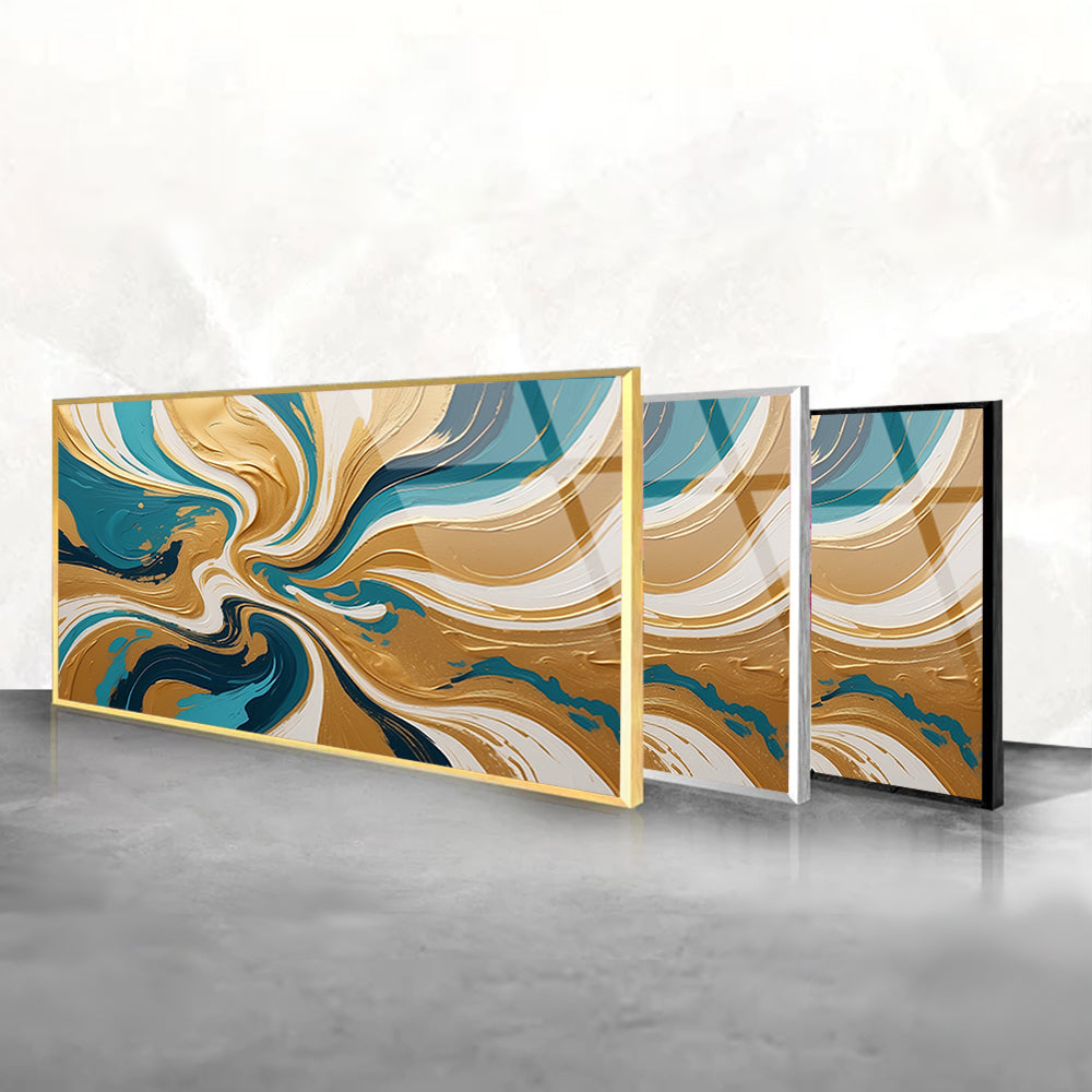 Multicolored Marble: Tempered Glass Abstract Painting