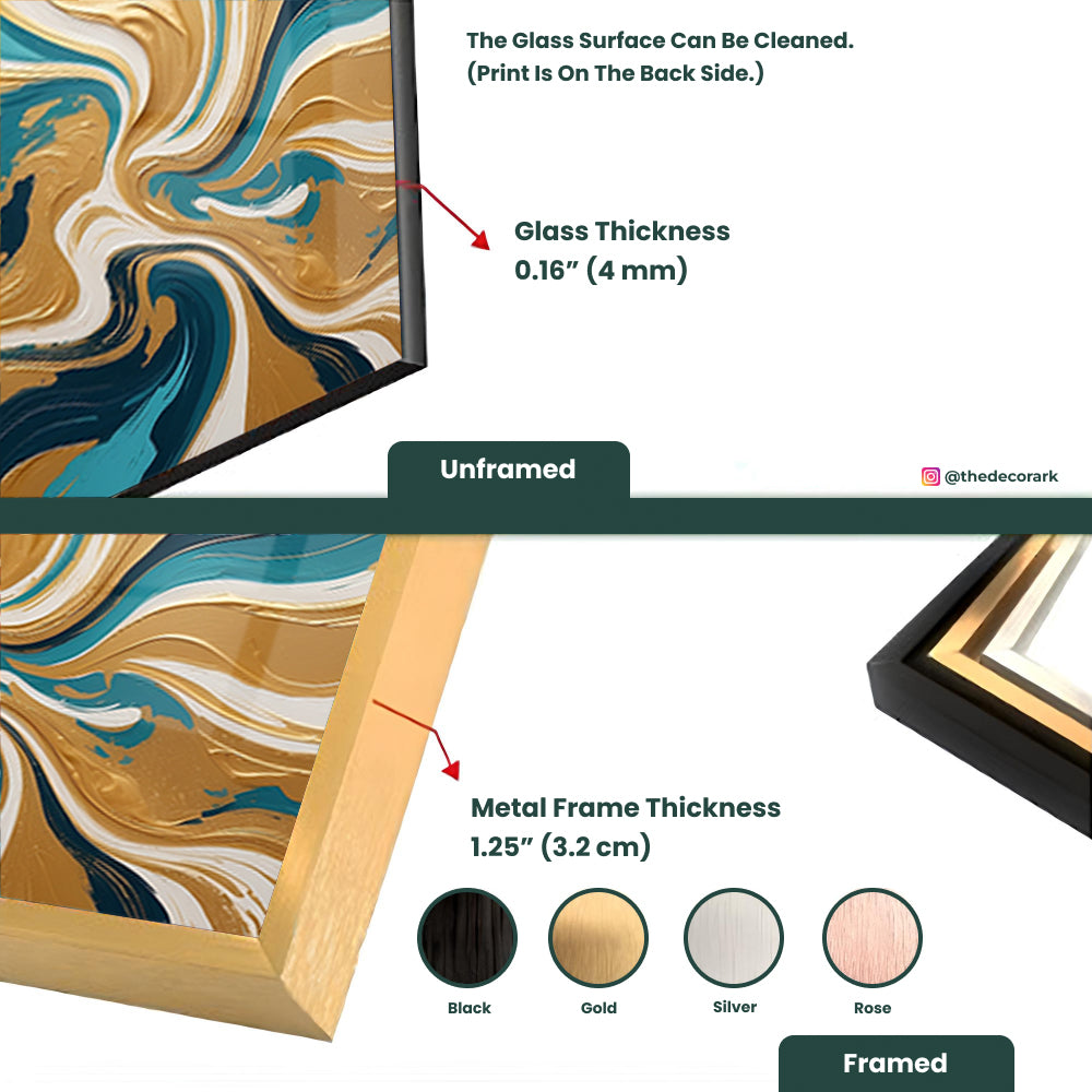 Multicolored Marble: Tempered Glass Abstract Painting