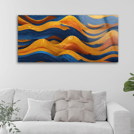 Colorful Gradient Waves: Tempered Glass Abstract Art