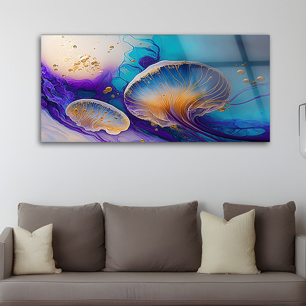 Jellyfish Watercolor: Tempered Glass Artistic Painting