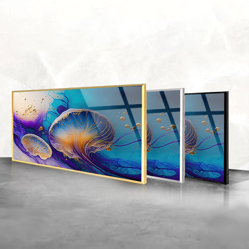 Jellyfish Watercolor: Tempered Glass Artistic Painting