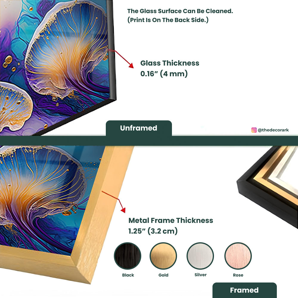 Jellyfish Watercolor: Tempered Glass Artistic Painting