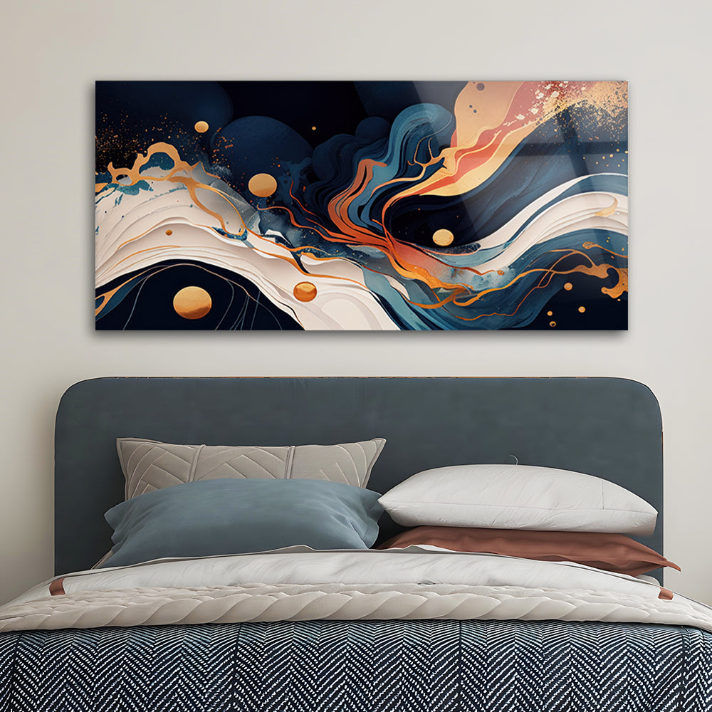 Painted Wavy Stains: Tempered Glass Abstract Art