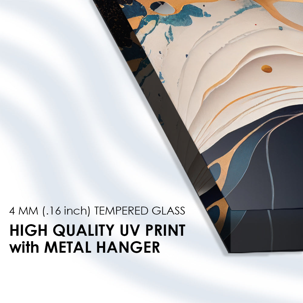 Painted Wavy Stains: Tempered Glass Abstract Art