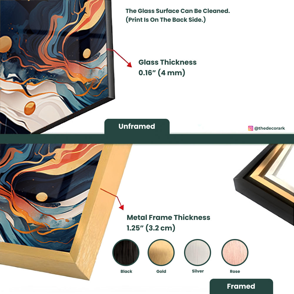 Painted Wavy Stains: Tempered Glass Abstract Art