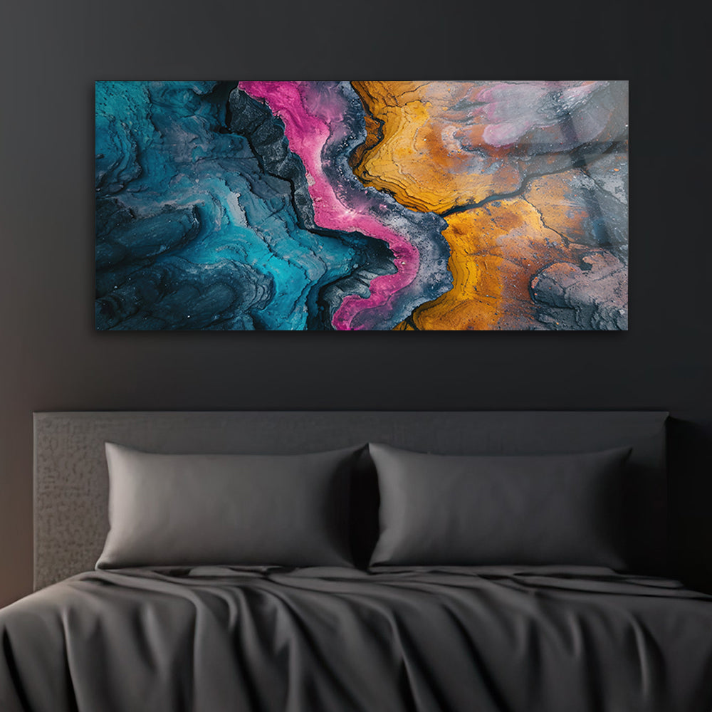 Colorful Stone Texture: Tempered Glass Abstract Art