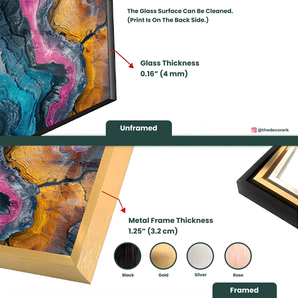 Colorful Stone Texture: Tempered Glass Abstract Art