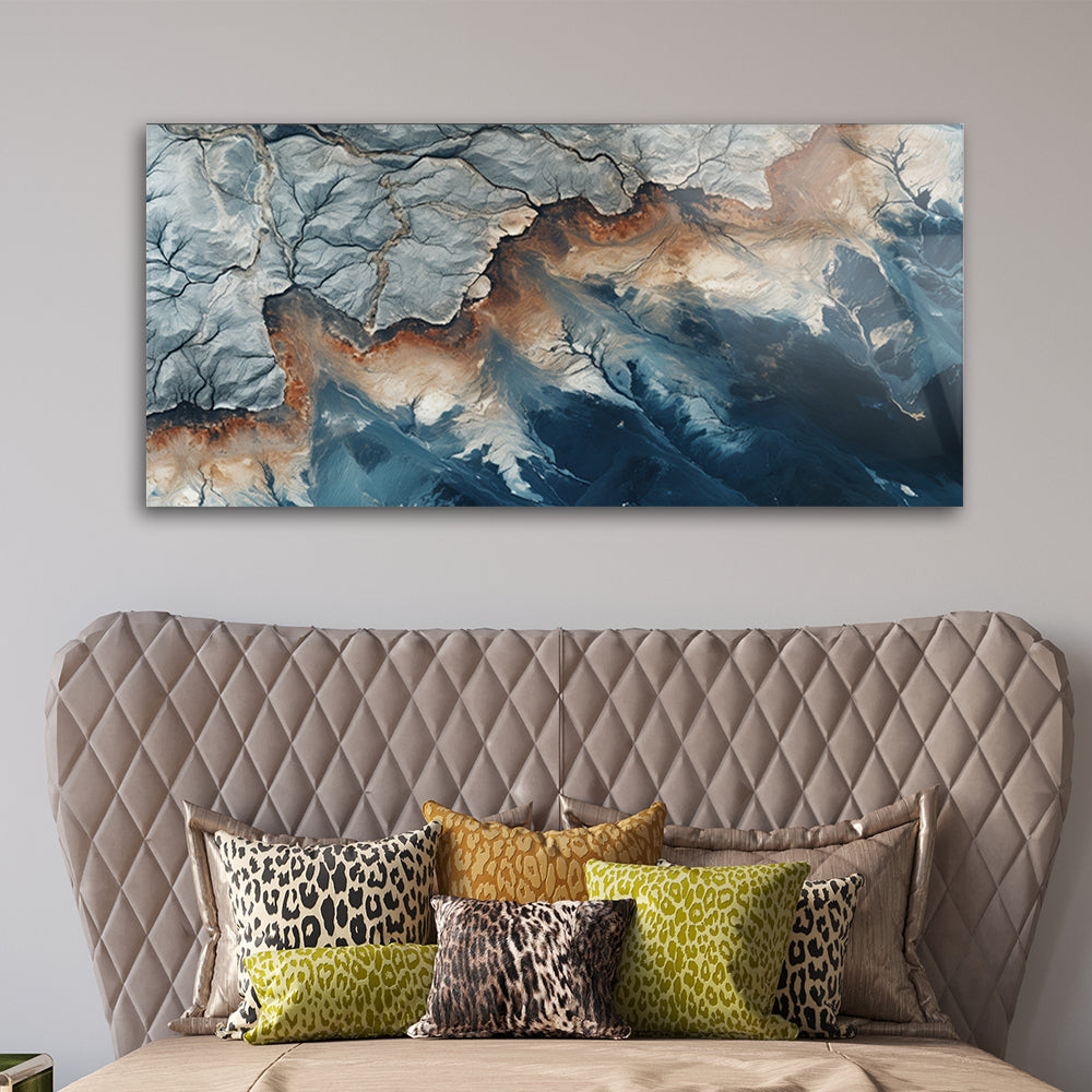 Natural Marble Stone: Tempered Glass Abstract Art