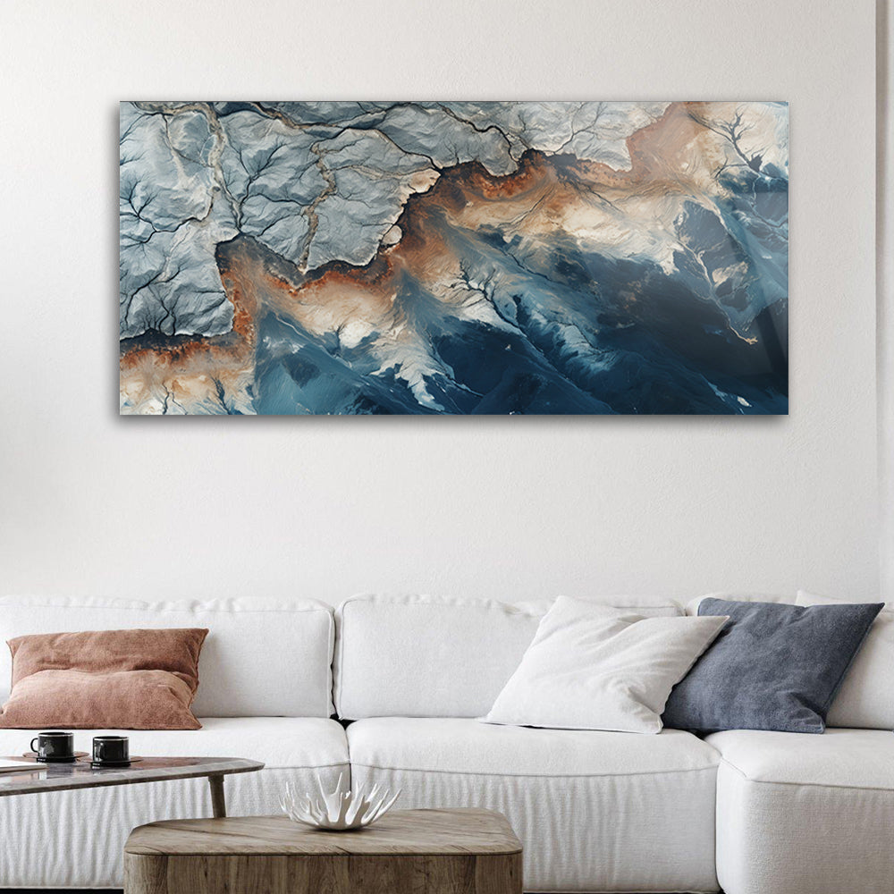 Natural Marble Stone: Tempered Glass Abstract Art