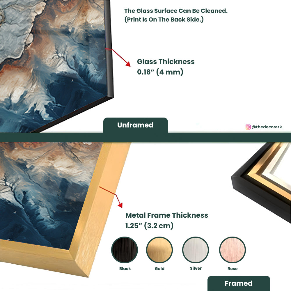 Natural Marble Stone: Tempered Glass Abstract Art