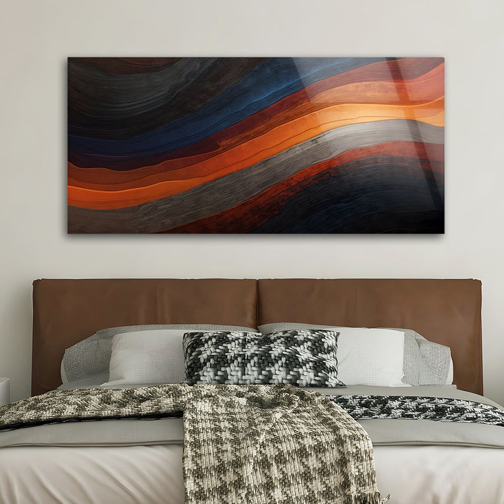 Colorful Striped Surface: Tempered Glass Abstract Art