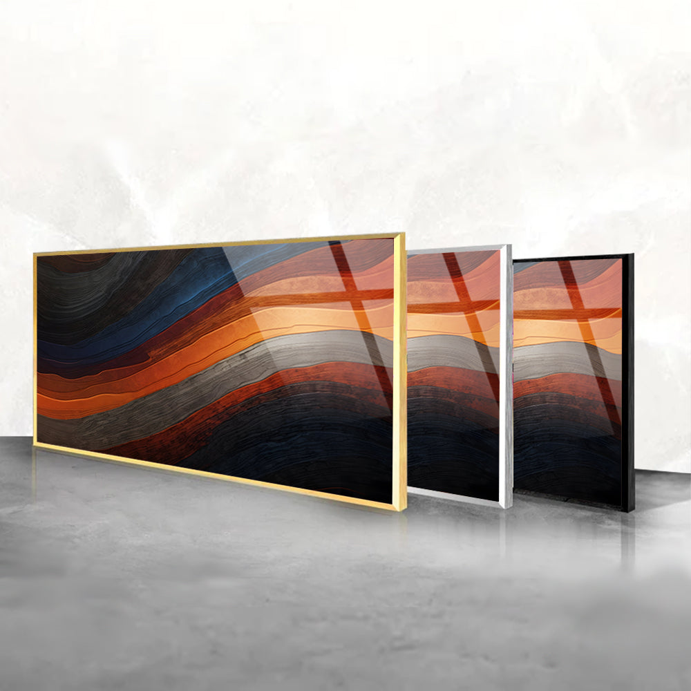 Colorful Striped Surface: Tempered Glass Abstract Art