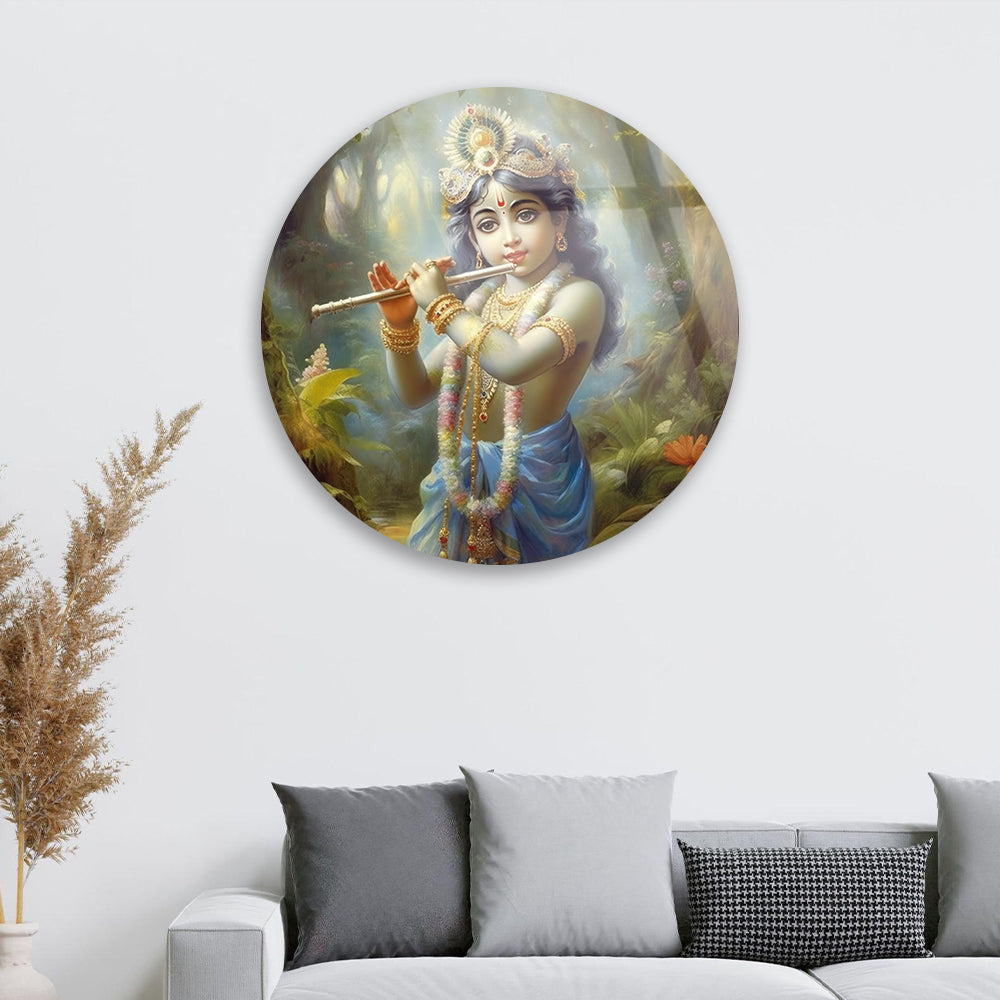 Flute Melody Child Glass Art