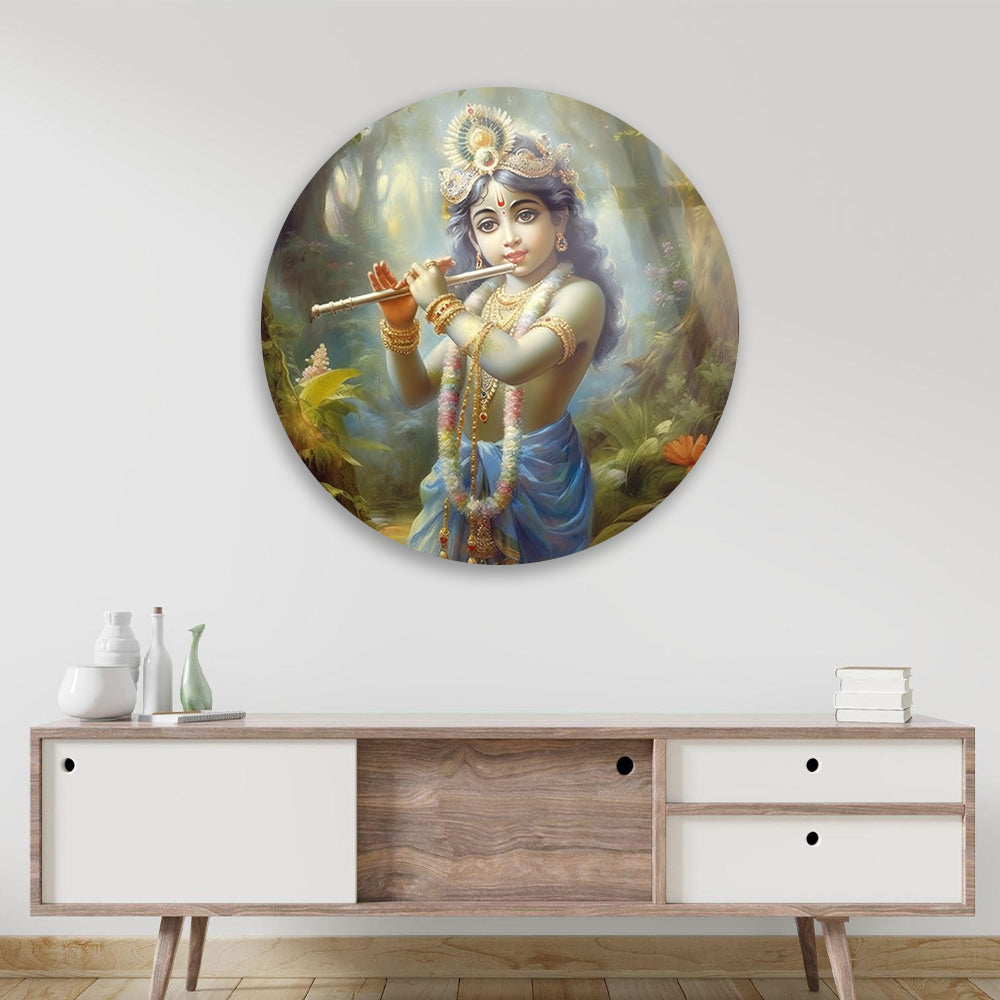 Flute Melody Child Glass Art