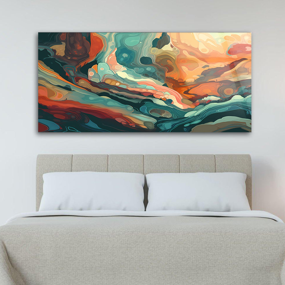 Colorful Agate Stone Close-Up: Tempered Glass Abstract Art