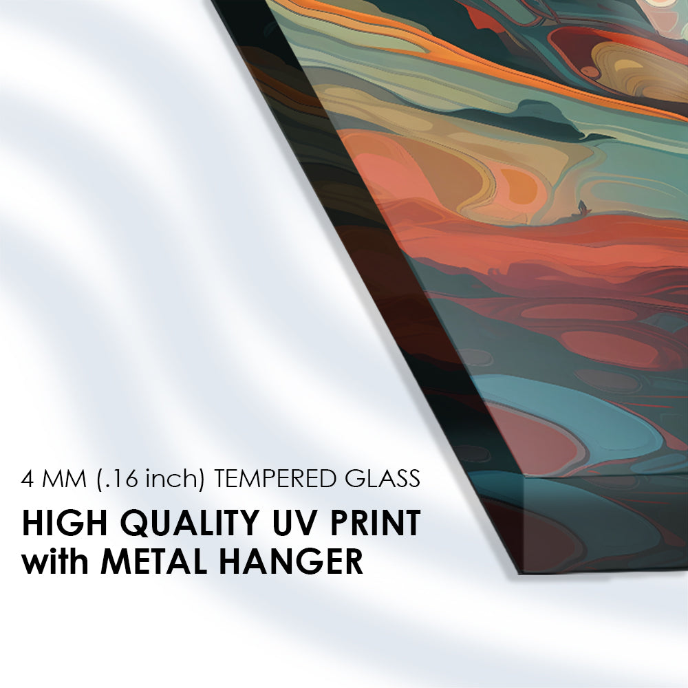 Colorful Agate Stone Close-Up: Tempered Glass Abstract Art