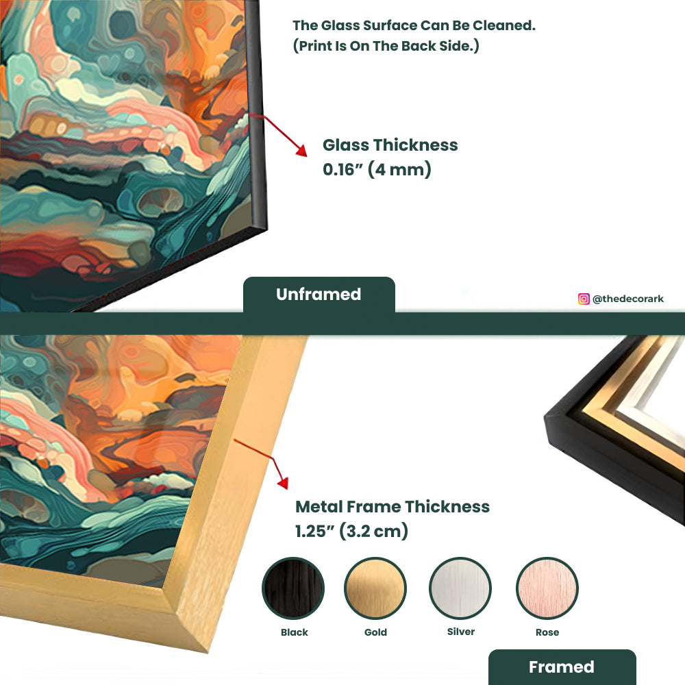 Colorful Agate Stone Close-Up: Tempered Glass Abstract Art