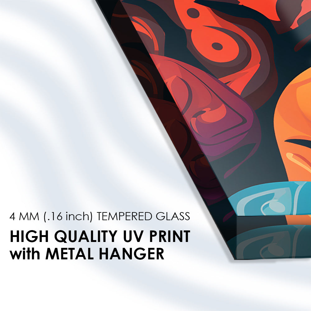 Colorful Modern Abstract Pattern: Tempered Glass Art