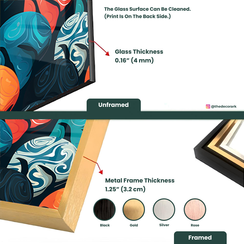 Colorful Modern Abstract Pattern: Tempered Glass Art