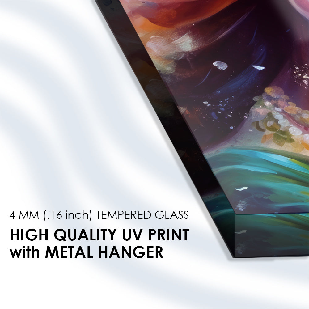 Radha Krishna Watercolor: Tempered Glass Artistic Painting