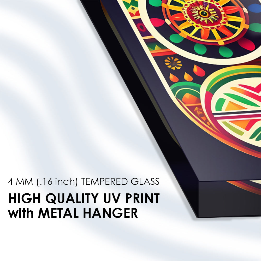 Vibrant Fiesta: Colorful Mexican Art on Tempered Glass