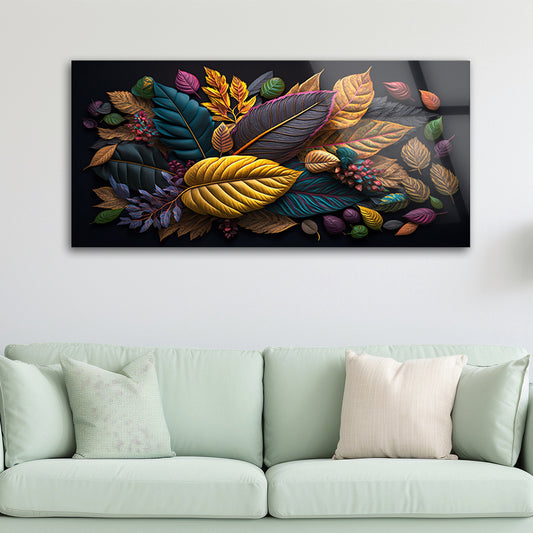 Multicolored Leaves: Tempered Glass Abstract Art