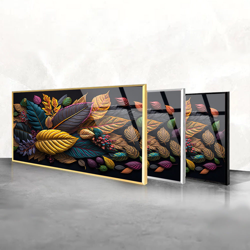 Multicolored Leaves: Tempered Glass Abstract Art