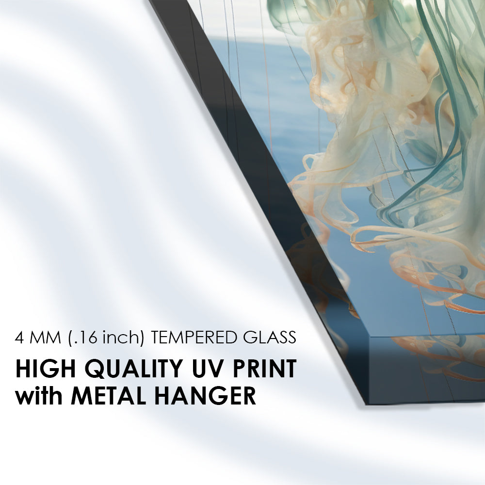 Ocean Jellyfish Swarm: Tempered Glass Art