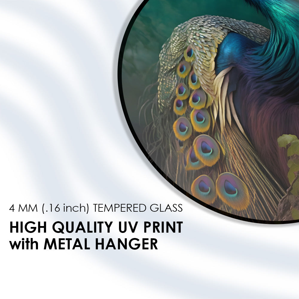 Peacock Majesty AI Glass Art