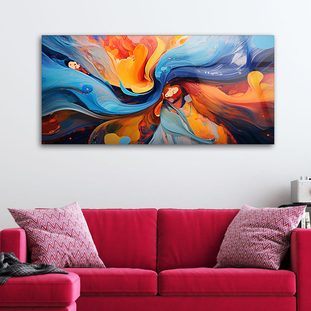 Colorful Swirls: Tempered Glass Abstract Art