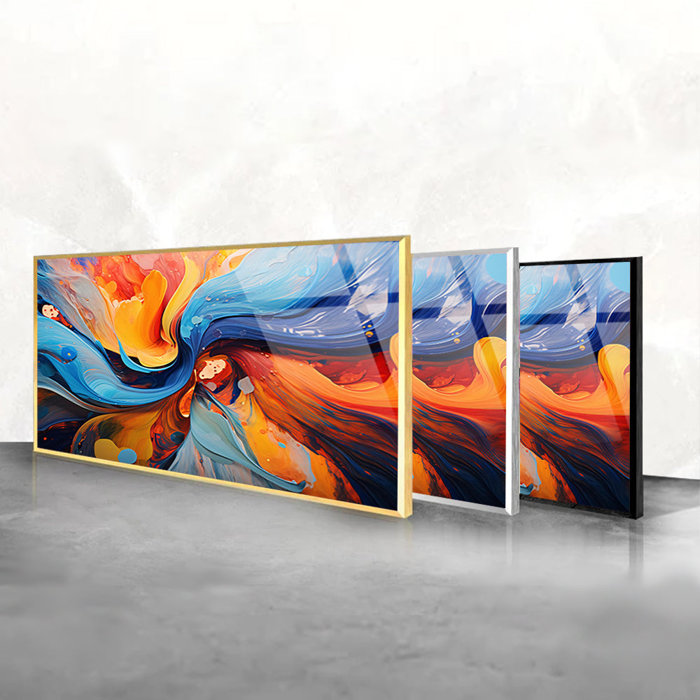 Colorful Swirls: Tempered Glass Abstract Art
