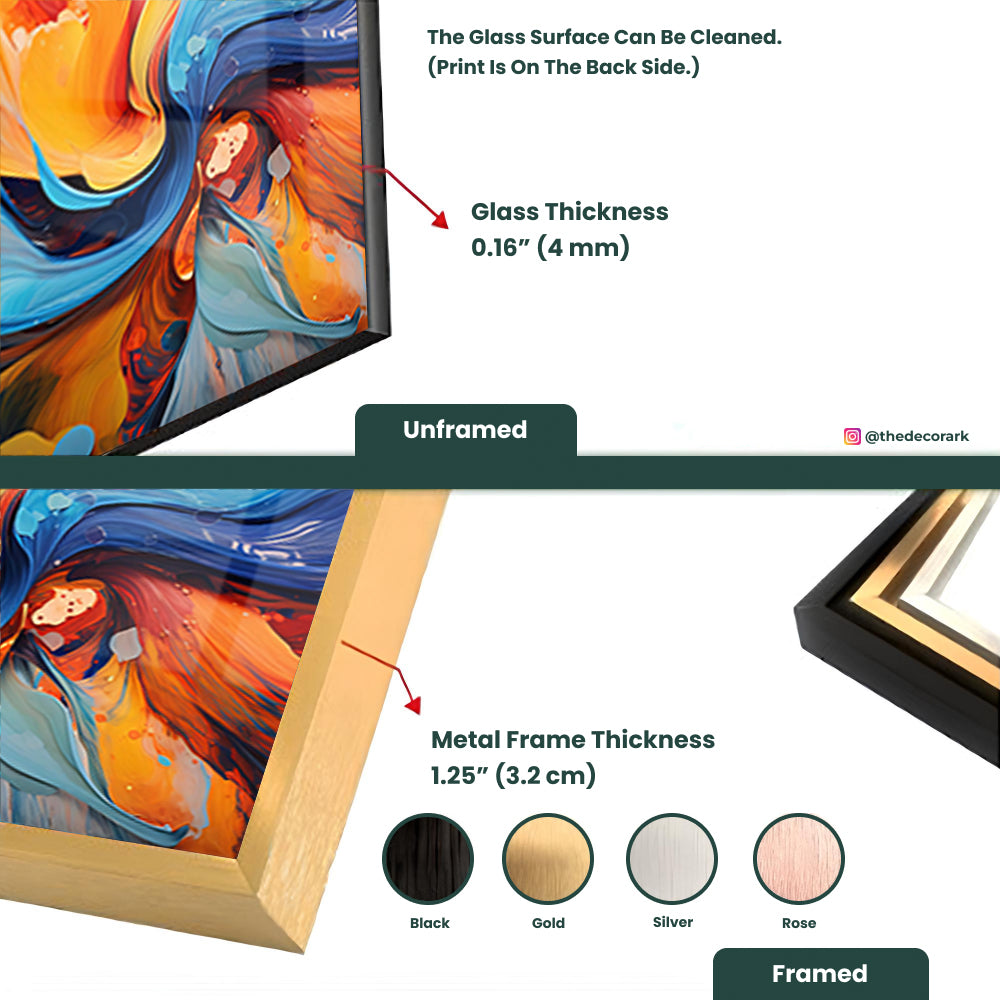 Colorful Swirls: Tempered Glass Abstract Art