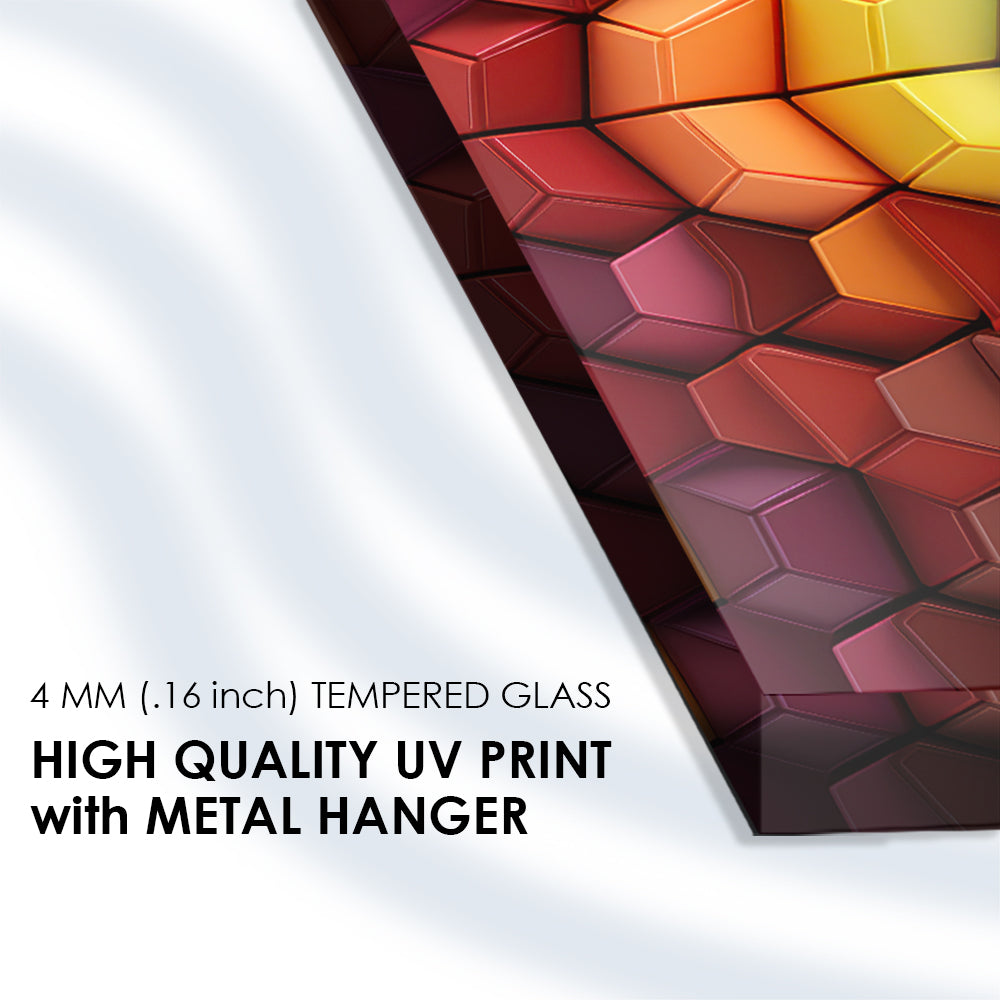 Multicolor Hexagons: Tempered Glass Art