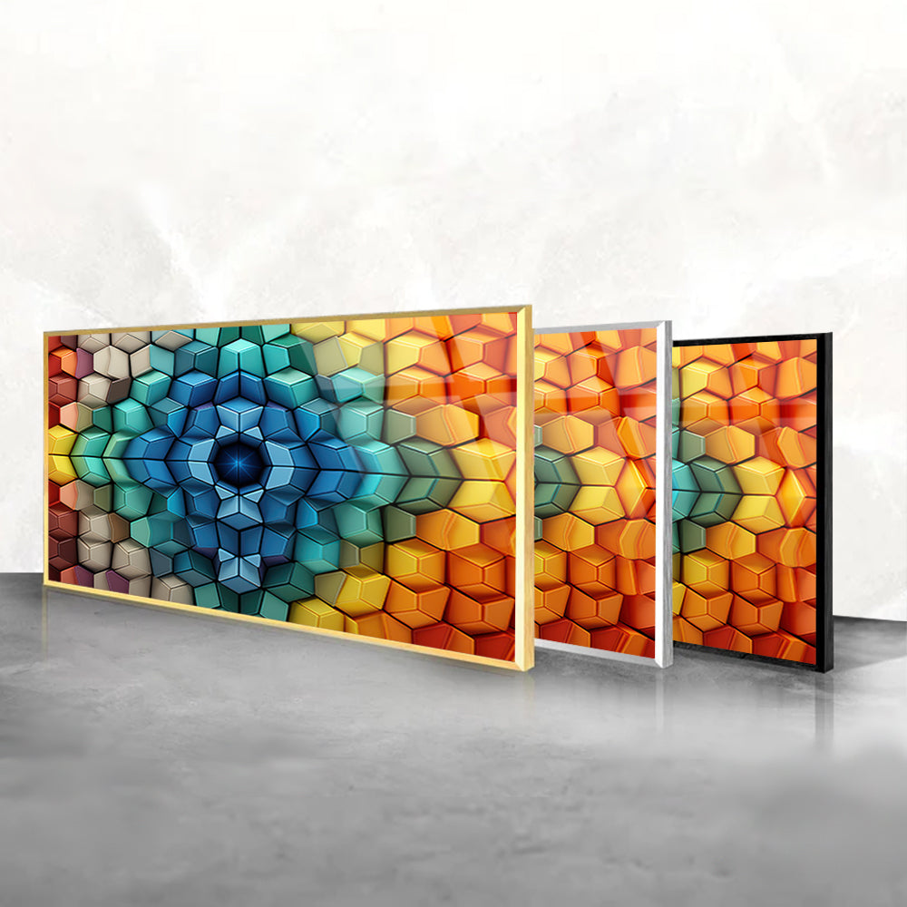 Multicolor Hexagons: Tempered Glass Art