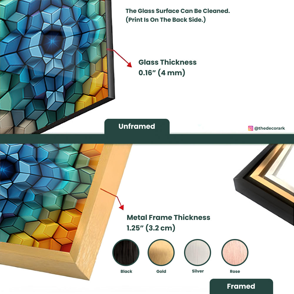 Multicolor Hexagons: Tempered Glass Art