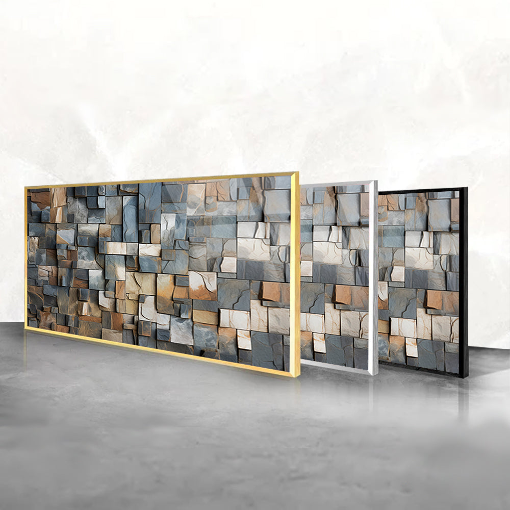 A stone with different colored blocks