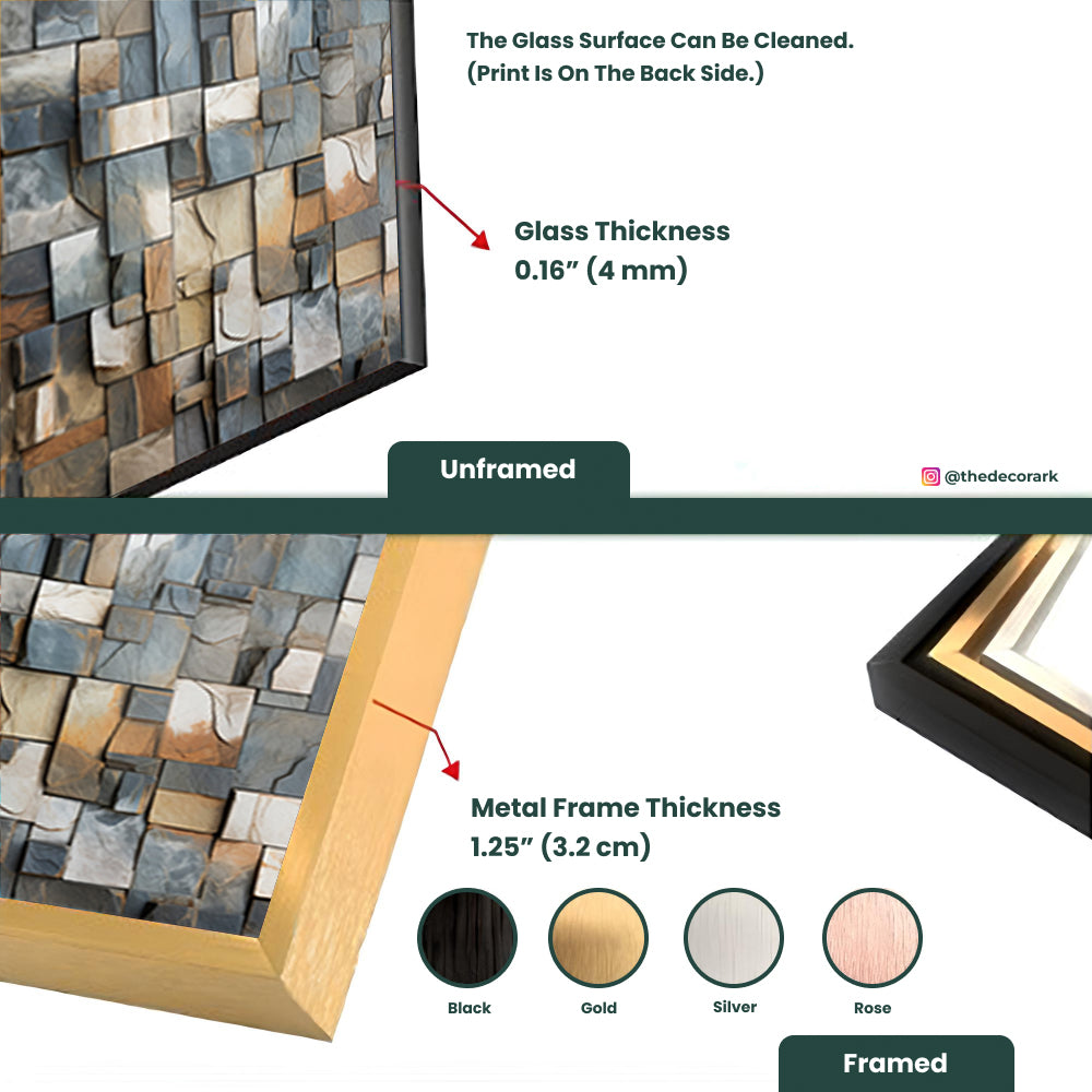 A stone with different colored blocks