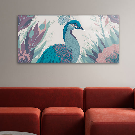 Modern Peacock: Tempered Glass Artwork