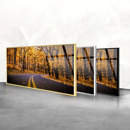 Yellow Forest with Empty Road: Glass Fantasy