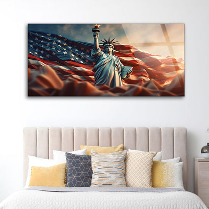 Statue of Liberty with American Flag: A Patriotic Art Tribute